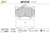 VALEO 601316 - Juego de pastillas de freno