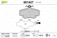 VALEO 601427 - Juego de pastillas de freno