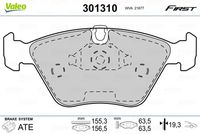 VALEO 301310 - Juego de pastillas de freno