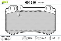 VALEO 601516 - Juego de pastillas de freno