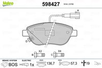 VALEO 598427 - Juego de pastillas de freno