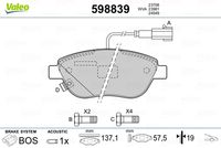 VALEO 598839 - Juego de pastillas de freno