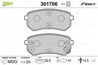 VALEO 301706 - Juego de pastillas de freno