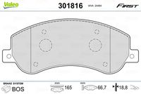 VALEO 301816 - Juego de pastillas de freno