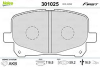 VALEO 301025 - Juego de pastillas de freno
