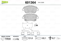 VALEO 601364 - Juego de pastillas de freno