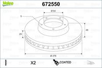 VALEO 672550 - Disco de freno