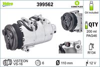 VALEO 399562 - Compresor, aire acondicionado