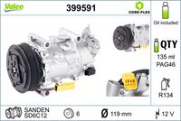 VALEO 399591 - Compresor, aire acondicionado