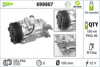 VALEO 699867 - Compresor, aire acondicionado
