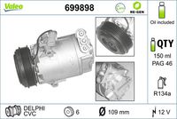 VALEO 699898 - Compresor, aire acondicionado