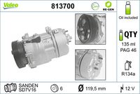 VALEO 813700 - Compresor, aire acondicionado