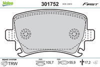 VALEO 301752 - Juego de pastillas de freno