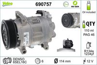 VALEO 690757 - Compresor, aire acondicionado
