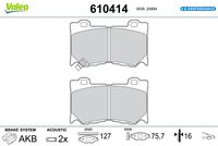 VALEO 610414 - Juego de pastillas de freno
