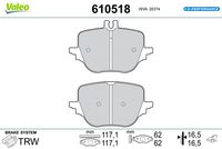 VALEO 610518 - Juego de pastillas de freno