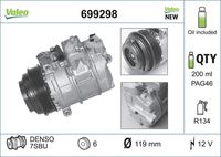 VALEO 699298 - Compresor, aire acondicionado
