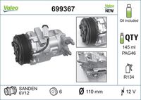 VALEO 699367 - Compresor, aire acondicionado