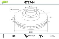 VALEO 672744 - Disco de freno