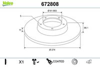 VALEO 672808 - Disco de freno