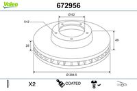 VALEO 672956 - Disco de freno