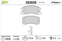 VALEO 302826 - Juego de pastillas de freno