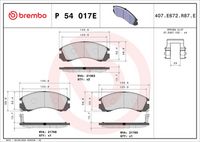BREMBO P 54 017E - Juego de pastillas de freno
