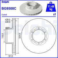 DELPHI BG9508C - Disco de freno