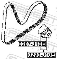 FEBEST 0290-J10E - Tensor de correa, correa poli V