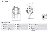 BOSCH 0986080430 - Alternador