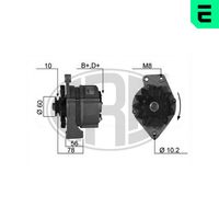 ERA 210089A - Corriente de carga alternador [A]: 55<br>Modelo red de a bordo: para vehículos con red de a bordo 12V<br>Tensión [V]: 14<br>poleas - Ø [mm]: 52<br>Número de nervaduras: 1<br>Pinza: M8 B+M5 D+W<br>ID del modelo de conector: 0230<br>Diámetro de orificio 1 [mm]: 10<br>peso neto [kg]: 4,8<br>