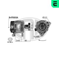 ERA 210013A - Tensión [V]: 14<br>Corriente de carga alternador [A]: 90<br>ID del modelo de conector: B+L,S DFM<br>poleas - Ø [mm]: 78<br>Sentido de giro: Sentido de giro a la derecha (horario)<br>Cantidad de agujeros de fijación: 2<br>Distancia de polea a alternador [mm]: 86<br>