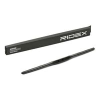 RIDEX 298W0270 - Lado de montaje: delante<br>Unidad de cantidad: Juego<br>Styling: con spoiler<br>Longitud 1 [mm]: 530<br>Longitud 2 [mm]: 530<br>Tipo de escobilla: Escobillas con arco, con spoiler<br>Cantidad: 2<br>