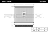 RIDEX 8A0266 - Tipo de filtro: Cartucho filtrante<br>Diámetro 1 [mm]: 313<br>Diámetro 2 [mm]: 101<br>Altura [mm]: 42<br>