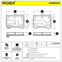 RIDEX 402B0940 - Juego de pastillas de freno