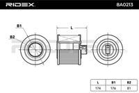 RIDEX 8A0213 - Tipo de filtro: Cartucho filtrante<br>Diámetro exterior [mm]: 175<br>Diámetro interior [mm]: 80<br>Altura [mm]: 174<br>