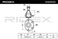 RIDEX 2462S0122 - Diámetro de rueda [in]: 16<br>Medida cónica [mm]: 19,90<br>Medida de rosca: M18x1,5A<br>Lado de montaje: Eje delantero<br>