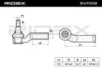 RIDEX 914T0108 - Lado de montaje: exterior<br>Lado de montaje: Eje delantero, izquierda<br>Diámetro 1 [mm]: 20<br>Tipo de envase: Caja<br>Longitud 1 [mm]: 112<br>Rosca 1: M18X1.5<br>Rosca 2: M14X2<br>