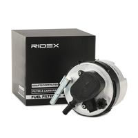 RIDEX 9F0005 - Restricción de fabricante: Delphi<br>Ancho [mm]: 123<br>Altura [mm]: 126<br>Ø entrada [mm]: 10<br>Ø salida [mm]: 10<br>Tipo de filtro: Filtro de tubería<br>