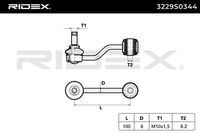 RIDEX 3229S0344 - Lado de montaje: Eje delantero, derecha<br>Longitud [mm]: 160<br>Material: Acero<br>Barra / Montante: Barra de acomplamiento<br>Referencia artículo par: LVSL667<br>