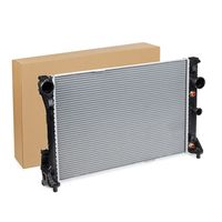 RIDEX 470R1415 - Equipamiento de vehículo: para vehículos con/sin climatización<br>Longitud de red [mm]: 642<br>Ancho de red [mm]: 439<br>Profundidad de red [mm]: 26<br>Material aletas refrigeradoras: Aluminio<br>Artículo complementario / información complementaria 2: sin bastidor<br>Material depósitos de agua (radiador): Plástico<br>Tipo radiador: Aletas refrigeración soldadas<br>Ø entrada [mm]: 47<br>Ø salida [mm]: 47<br>