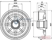 HELLA 8DT355302821 - Tambor de freno