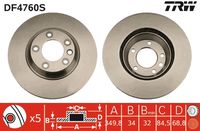 TRW DF4760S - Disco de freno - TRW SINGLE