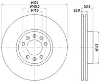 HELLA 8DD355125411 - Disco de freno - PRO