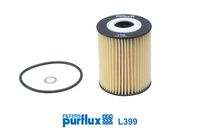 PURFLUX L399 - Altura [mm]: 83<br>Tipo de filtro: Cartucho filtrante<br>Diámetro exterior 1 [mm]: 65<br>Diám. int. 1 [mm]: 25<br>Diám. int. 2[mm]: 25<br>