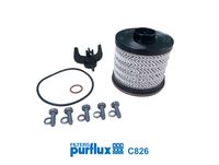 PURFLUX C826 - Restricción de fabricante: MAHLE<br>Tipo de cárter/carcasa: para carcasa con tapa atornillada<br>Altura [mm]: 118<br>Diámetro interior [mm]: 32<br>Diámetro exterior [mm]: 89<br>Tipo de filtro: Cartucho filtrante<br>