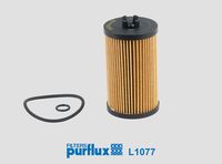 PURFLUX L1077 - Altura [mm]: 106<br>Diámetro exterior [mm]: 57<br>Tipo de filtro: Cartucho filtrante<br>Diám. int. 1 [mm]: 21<br>Diám. int. 2[mm]: 26<br>