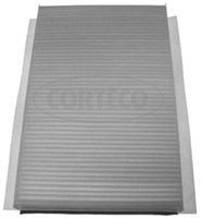 CORTECO 21651986 - Longitud [mm]: 261<br>Ancho [mm]: 166<br>Altura [mm]: 31<br>Peso [kg]: 0,15<br>Tipo de filtro: Filtro antipolen<br>