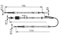 BOSCH 1987482804 - Cable de accionamiento, freno de estacionamiento