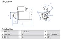 BOSCH 0 986 022 820 - Motor de arranque